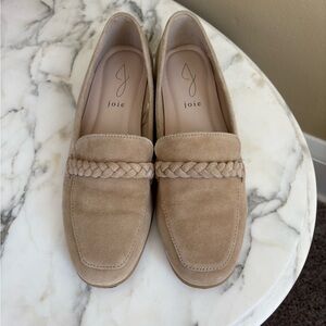 Joie Braided Suede Loafers Beige Flat Shoes Women's Size 7.5